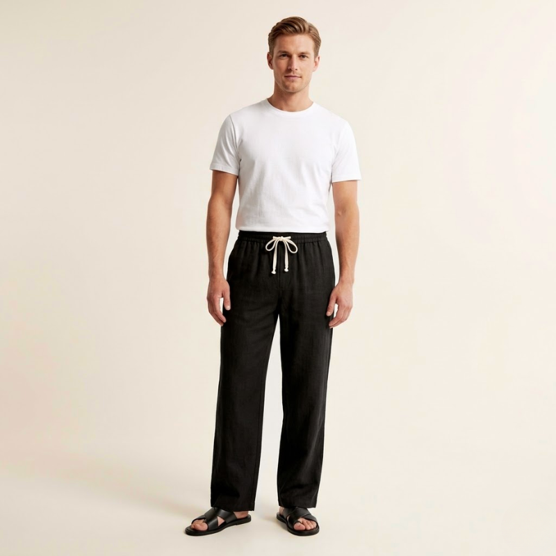 Heren linnen broek | Luchtige casual broek met ontspannen pasvorm