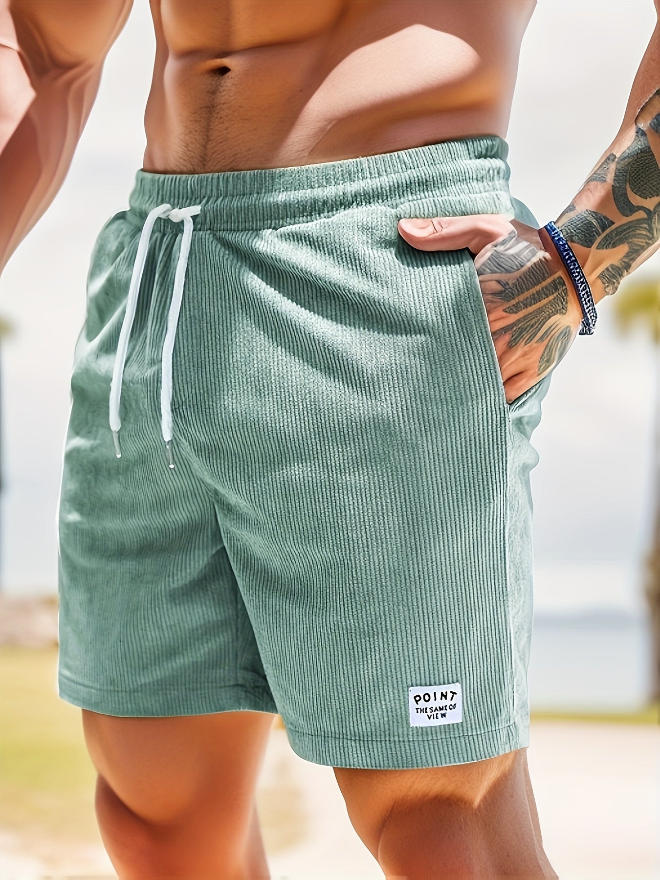De Mode Outlet | Heren Kord Shorts met Elastische Taille