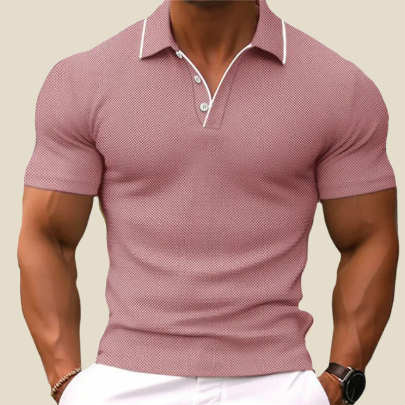 Heren Polo met Contrast Kraag – Slim Fit met Korte Mouwen