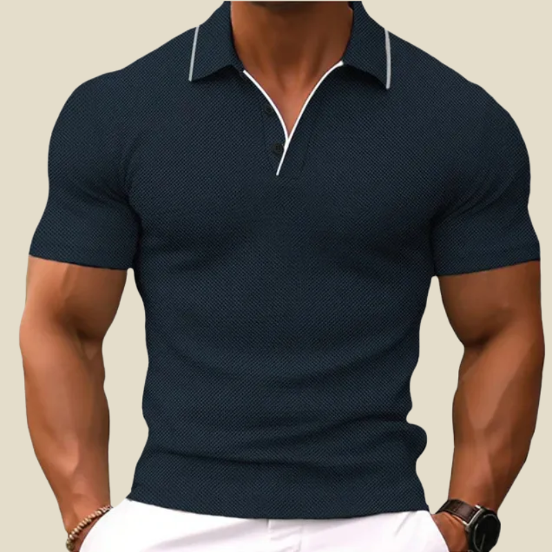 Heren Polo met Contrast Kraag – Slim Fit met Korte Mouwen