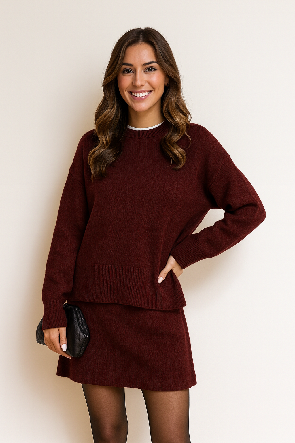 Zachte dames set met trui en minirok