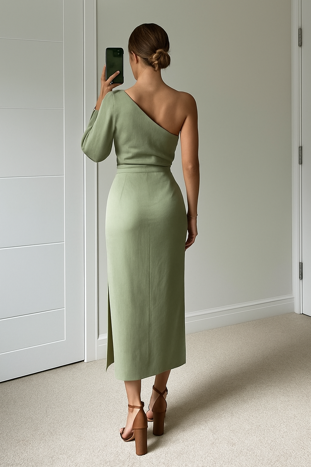 Dames Maxi Jurk – One-Shoulder – Getailleerd Avondontwerp