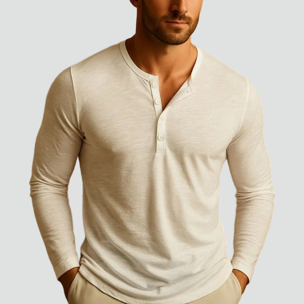Heren Henley Shirt – Slim Fit – Casual Lange Mouwen Ontwerp