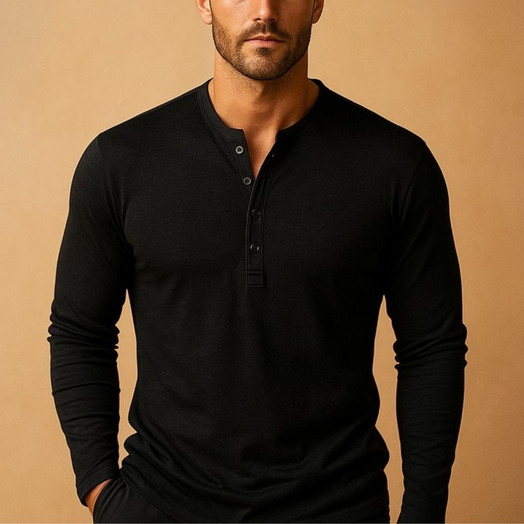 Heren Henley Shirt – Slim Fit – Casual Lange Mouwen Ontwerp