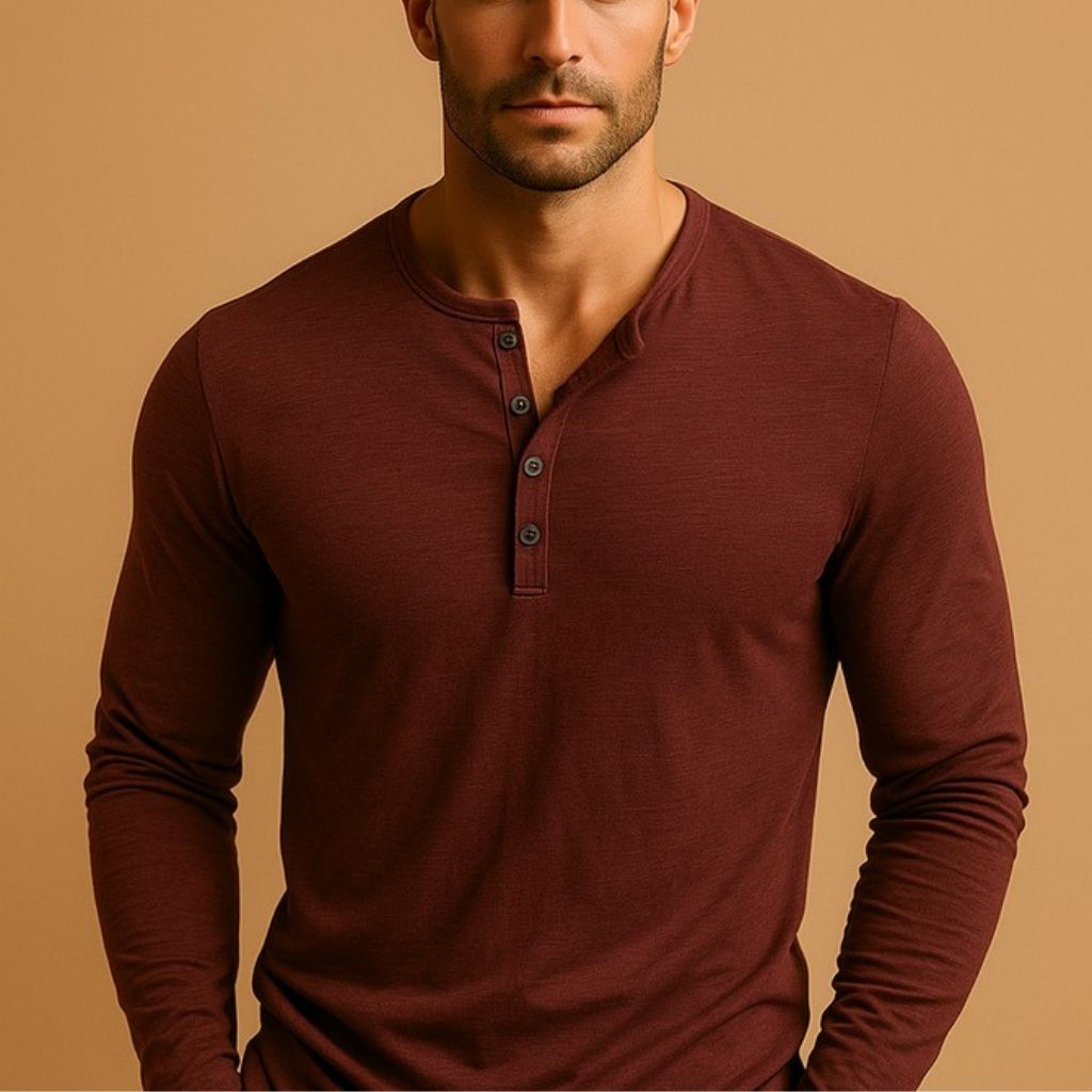 Heren Henley Shirt – Slim Fit – Casual Lange Mouwen Ontwerp