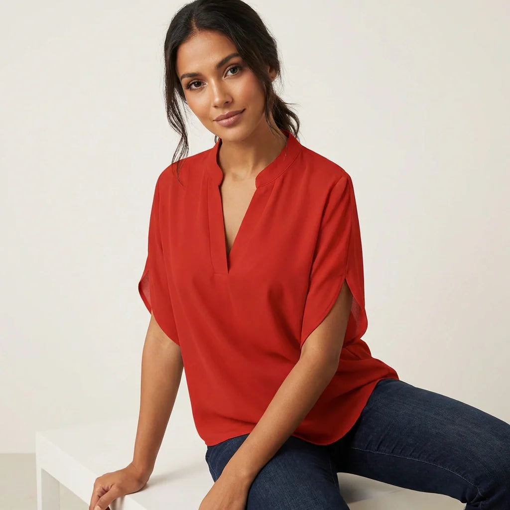 Dames Zomer Blouse – V-hals – Luchtig Casual Ontwerp