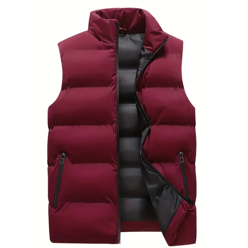 Heren Gewatteerde Bodywarmer – Mouwloos Ontwerp met Ritssluiting en Zakken