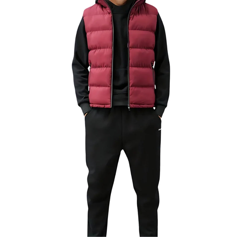 Heren Gewatteerde Bodywarmer – Mouwloos Ontwerp met Ritssluiting en Zakken