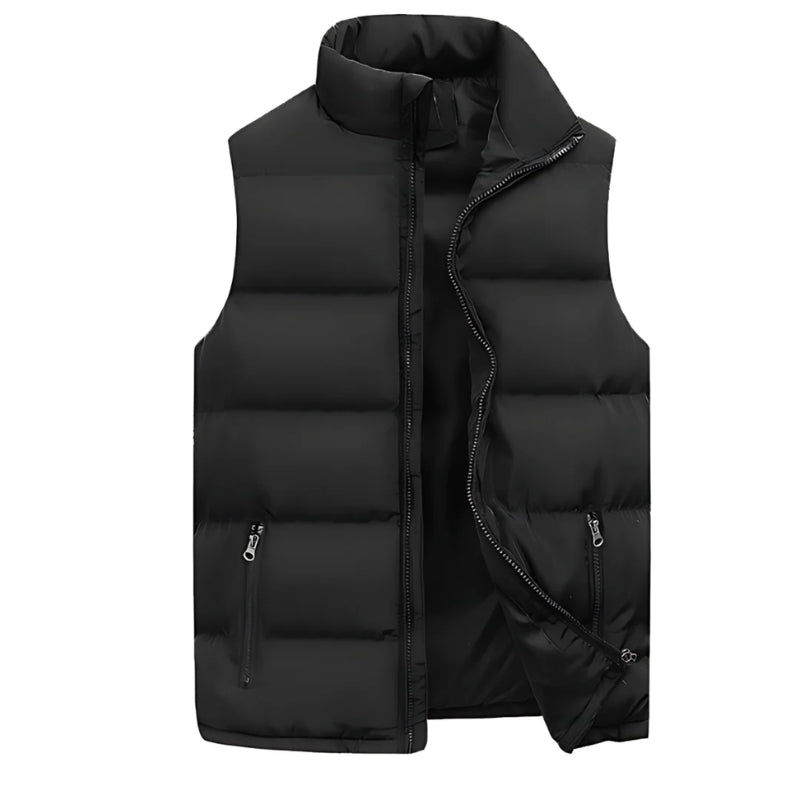 Heren Gewatteerde Bodywarmer – Mouwloos Ontwerp met Ritssluiting en Zakken