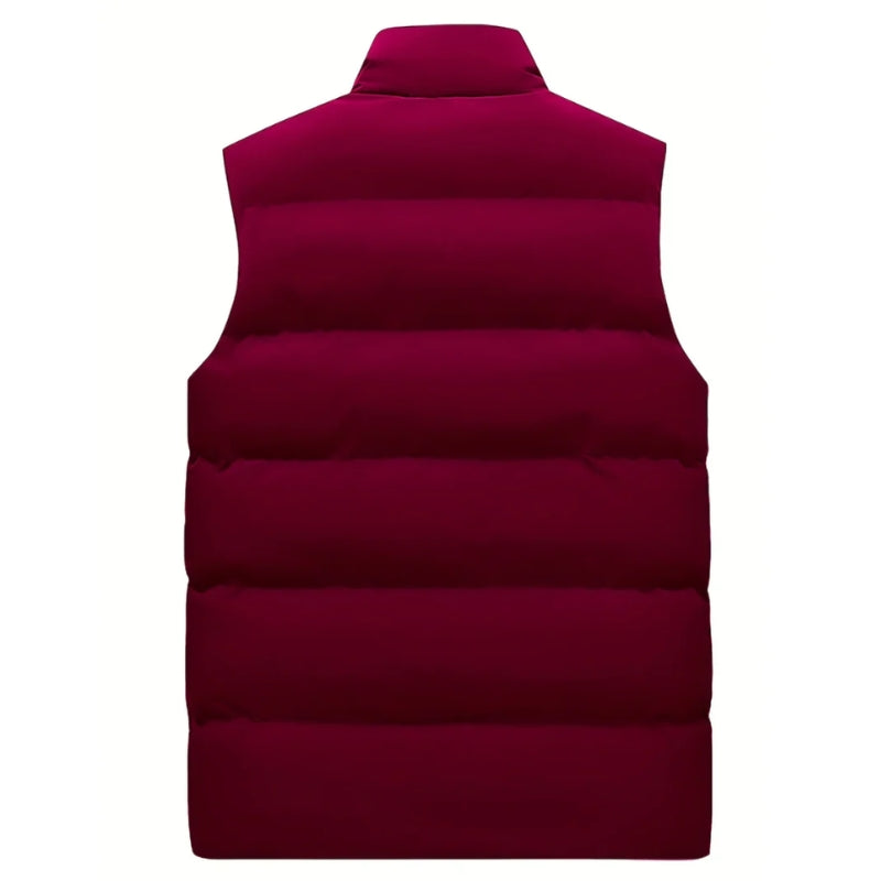 Heren Gewatteerde Bodywarmer – Mouwloos Ontwerp met Ritssluiting en Zakken