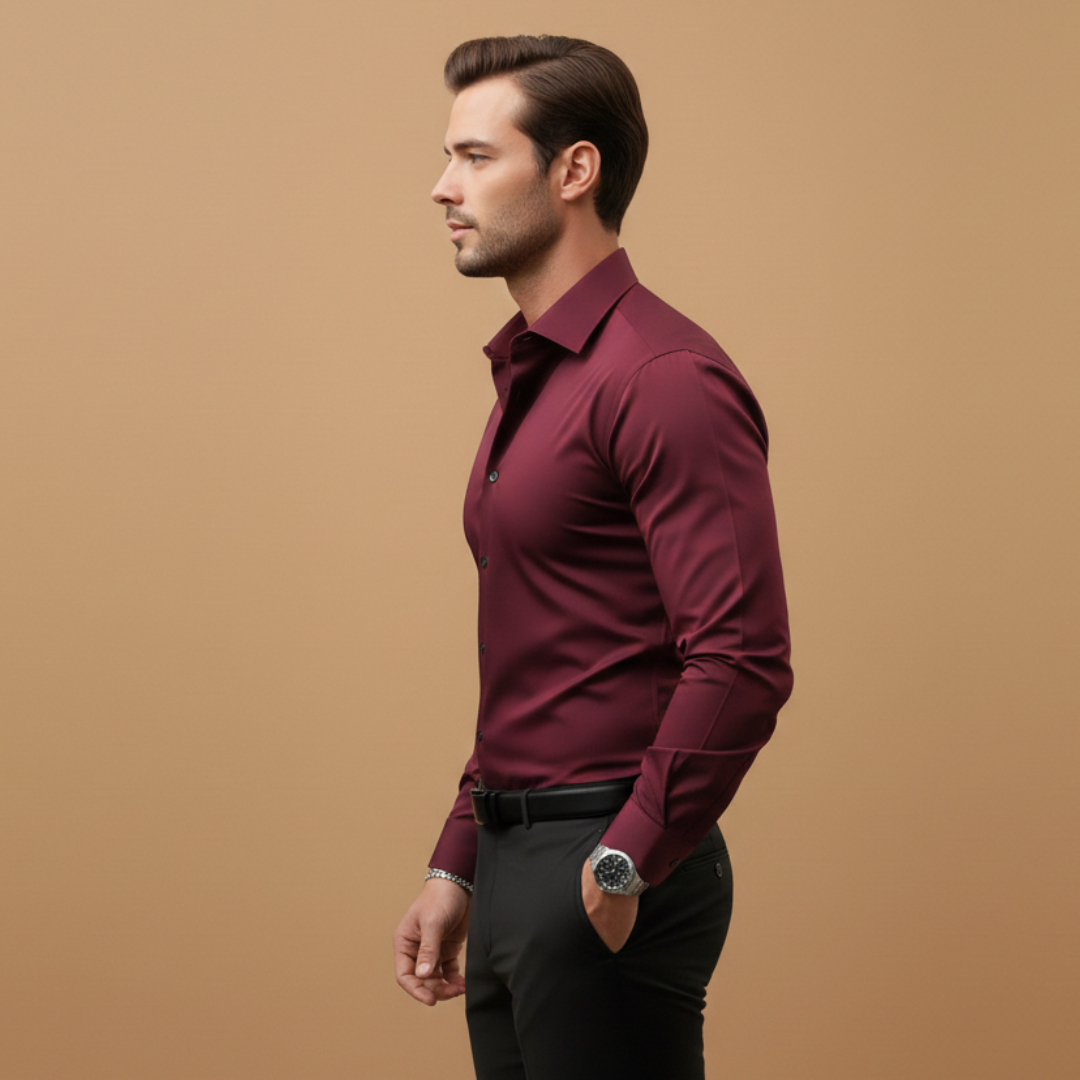 Heren Overhemd met Slim Fit – Klassieke Kraag en Knoopsluiting