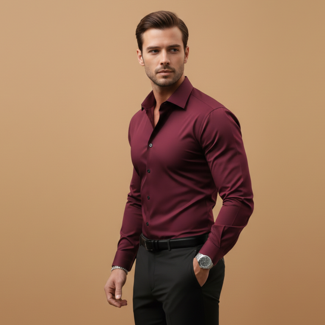 Heren Overhemd met Slim Fit – Klassieke Kraag en Knoopsluiting