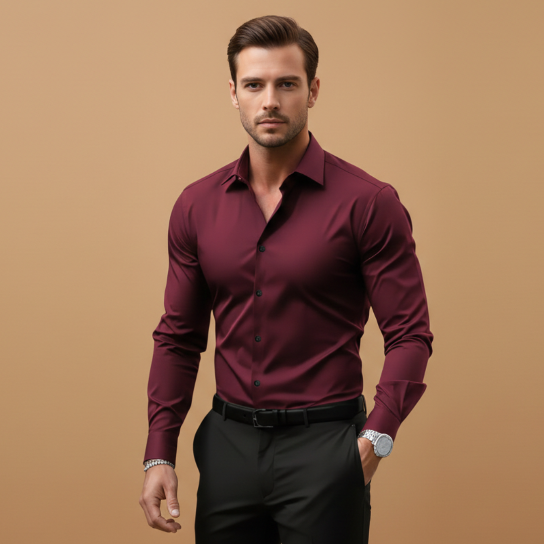 Heren Overhemd met Slim Fit – Klassieke Kraag en Knoopsluiting
