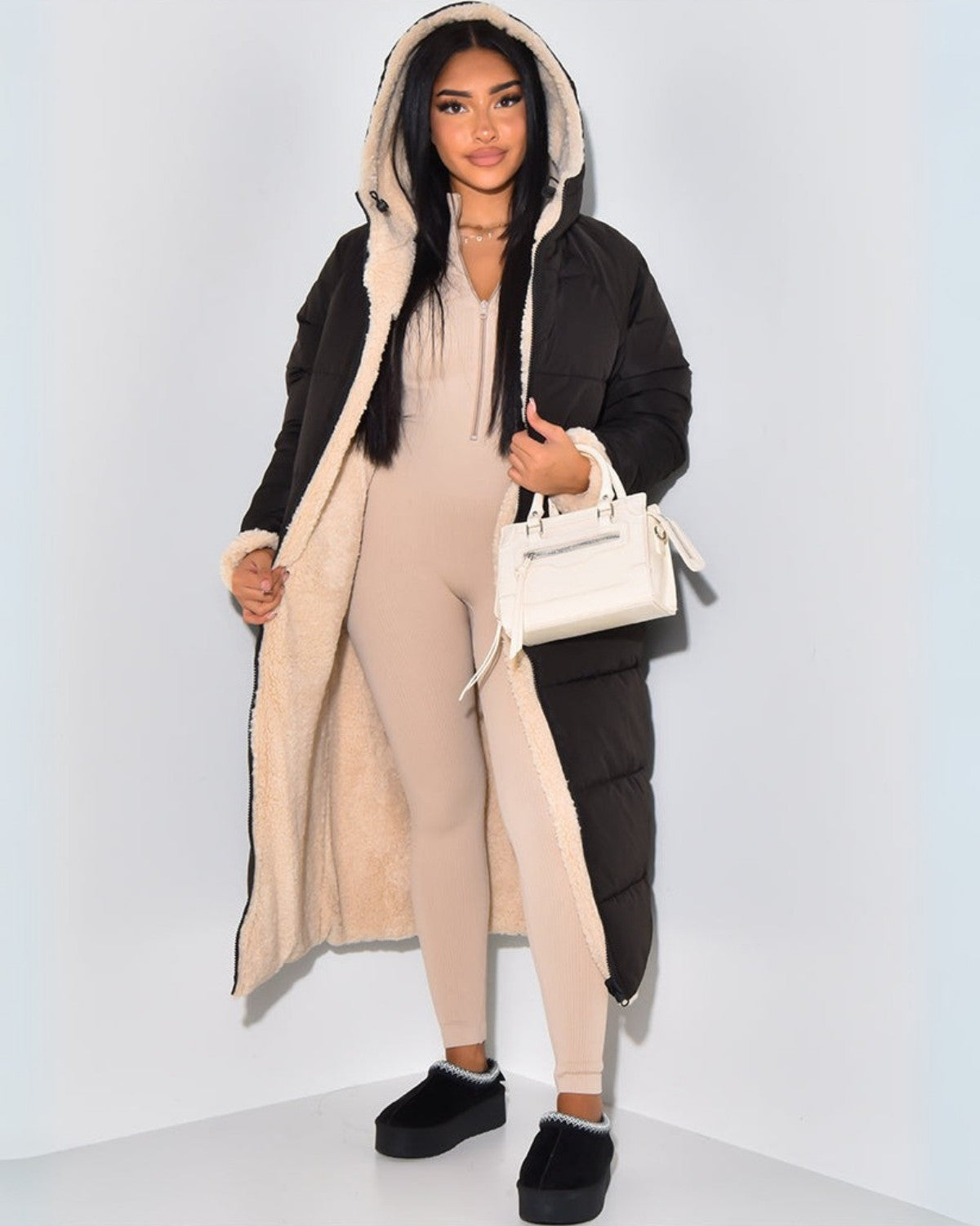 Omkeerbare Dames Winterjas met Lang Model