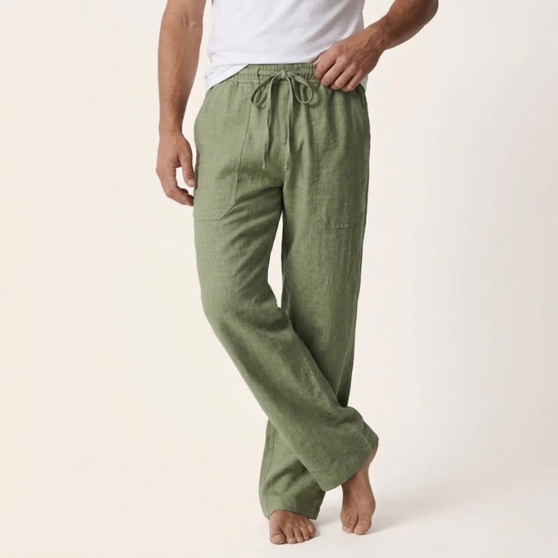 Heren Linnen Broek – Rechte Snit – Luchtig Zomer Casual Ontwerp