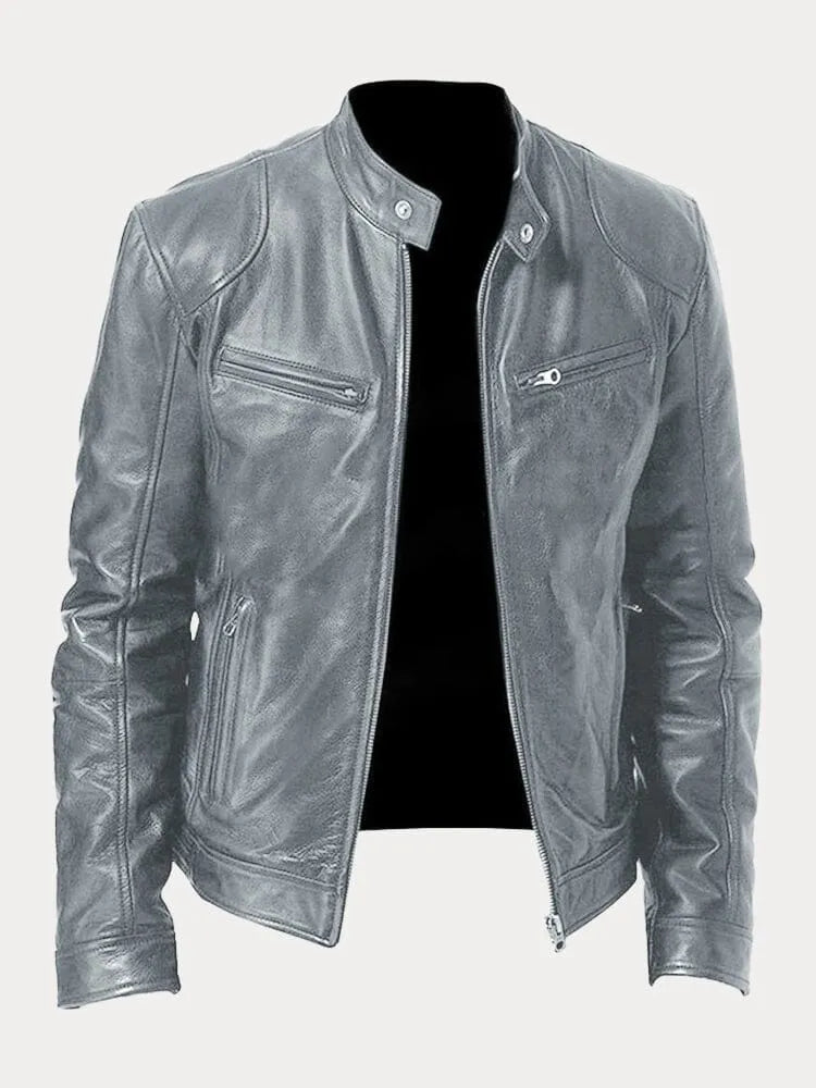 Jas Heren Leerlook – Grijs - beeld 5