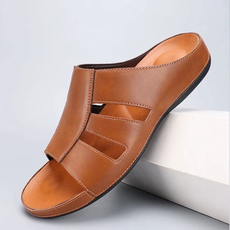 Heren Slippers met Open Teen – Instapmodel met Uitgesneden Bovenwerk
