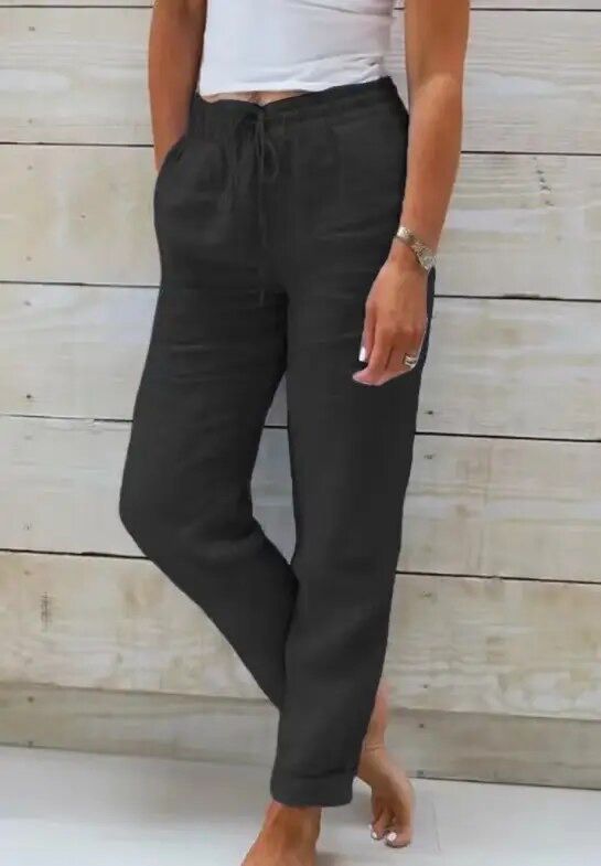 Dames broek hoge taille | Losvallende pasvorm met comfortabele tailleband