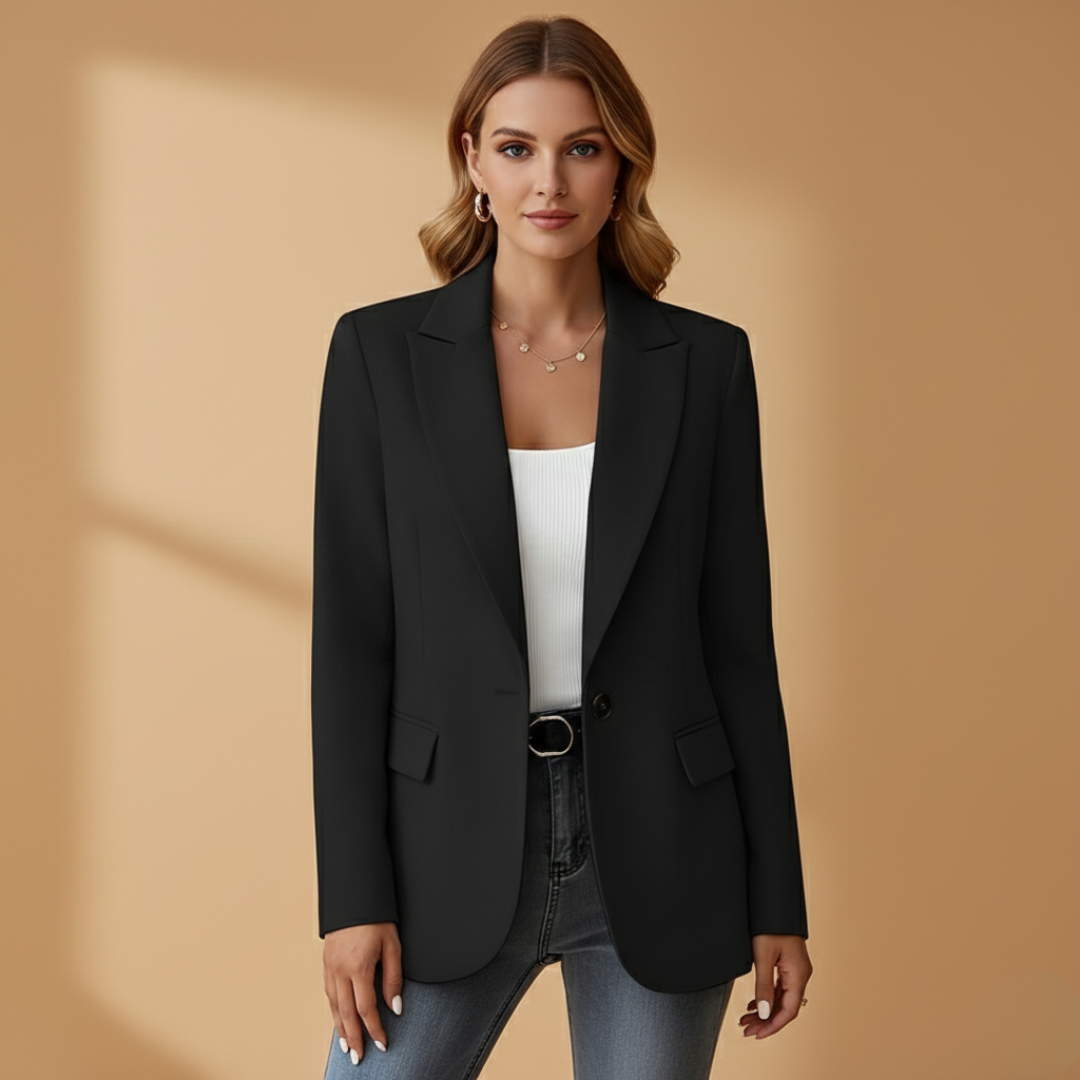 Dames Blazer met Reverskraag – Enkele Knoopsluiting en Klepzakken