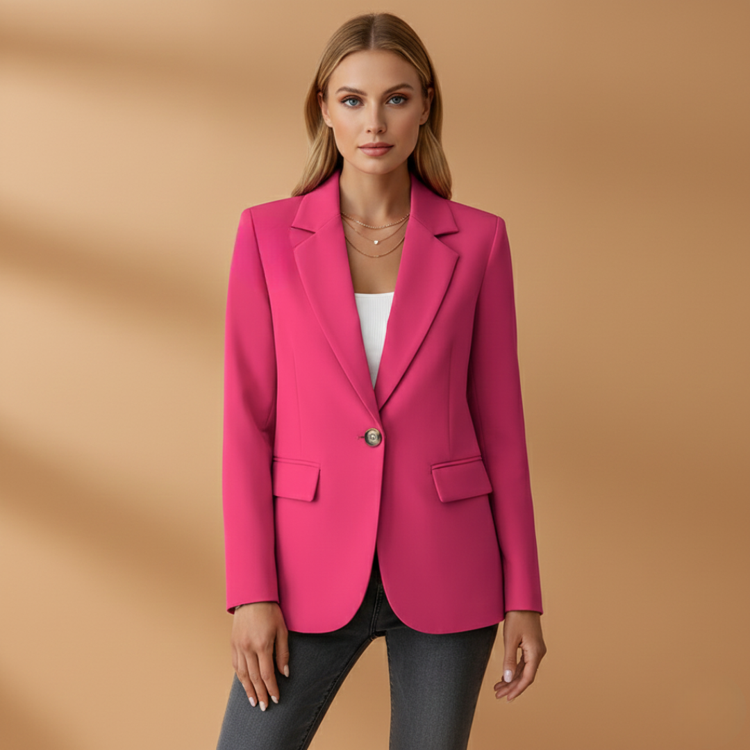Dames Blazer met Reverskraag – Enkele Knoopsluiting en Klepzakken