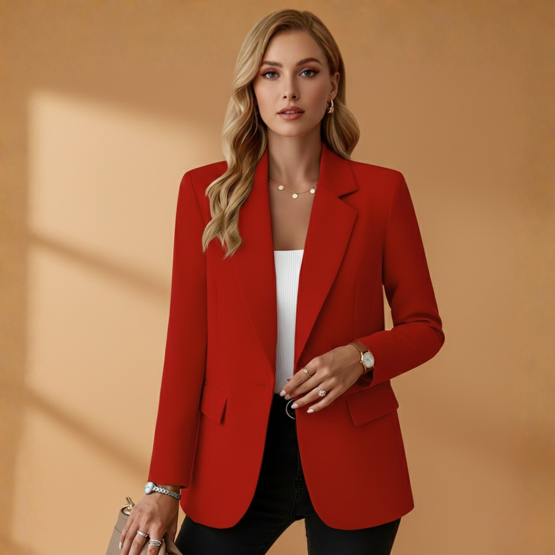 Dames Blazer met Reverskraag – Enkele Knoopsluiting en Klepzakken