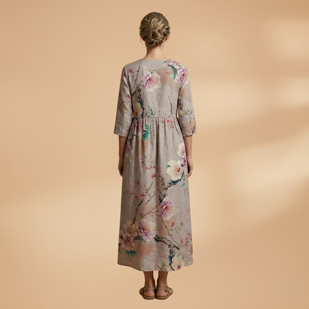 Dames Zomerjurk met V-Hals – Losvallende Pasvorm met Bloemenprint
