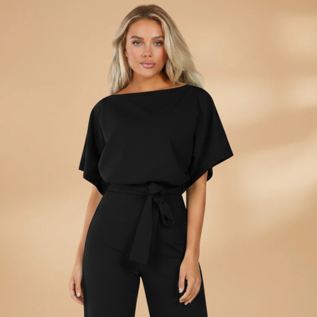 Dames Jumpsuit met Wijde Pijpen – Tailleband met Strik voor Dagelijks en Werkgebruik