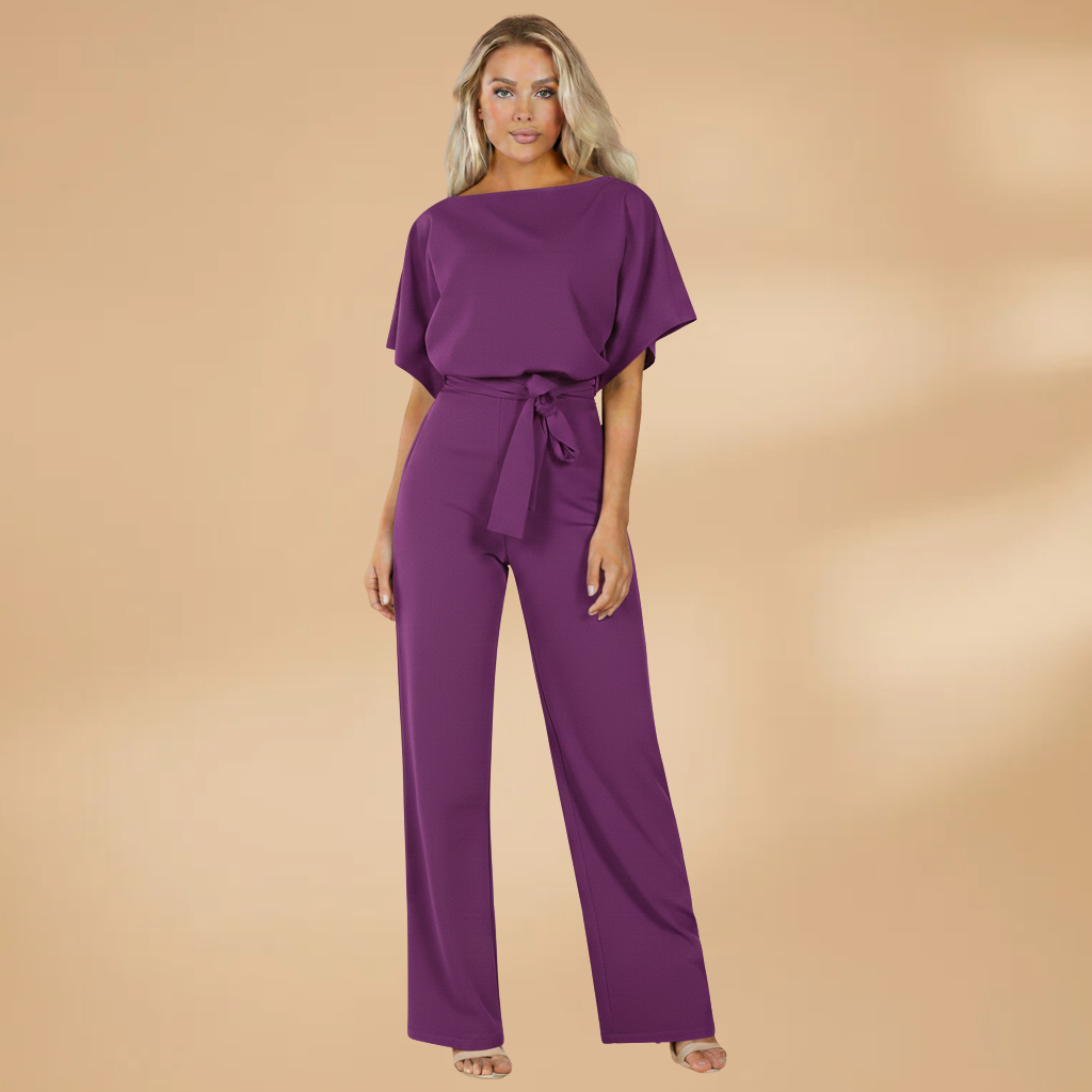 Dames Jumpsuit met Wijde Pijpen – Tailleband met Strik voor Dagelijks en Werkgebruik