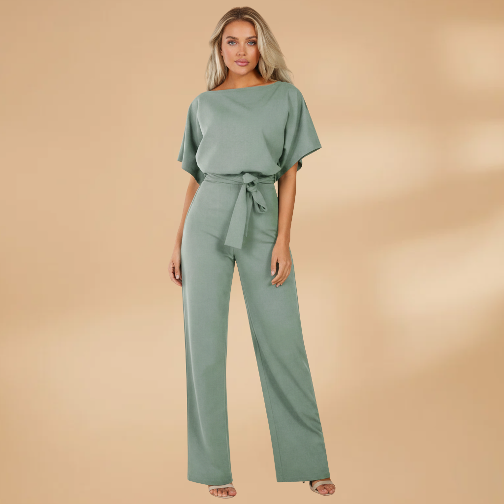 Dames Jumpsuit met Wijde Pijpen – Tailleband met Strik voor Dagelijks en Werkgebruik