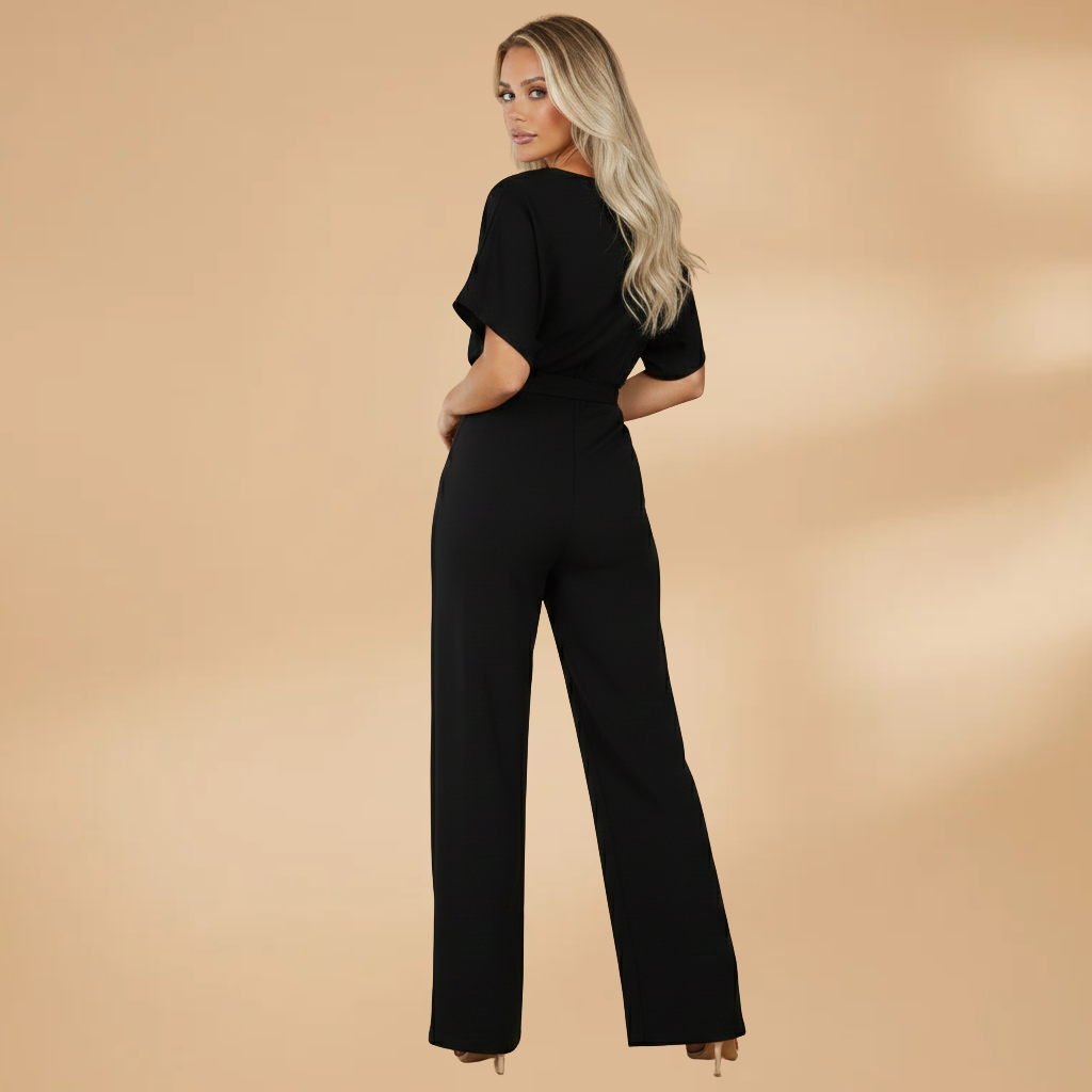Dames Jumpsuit met Wijde Pijpen – Tailleband met Strik voor Dagelijks en Werkgebruik