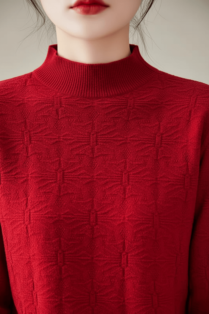 Dames Trui met Fijne Textuur en Mockneck | Slim Fit & Tijdloze Elegantielook
