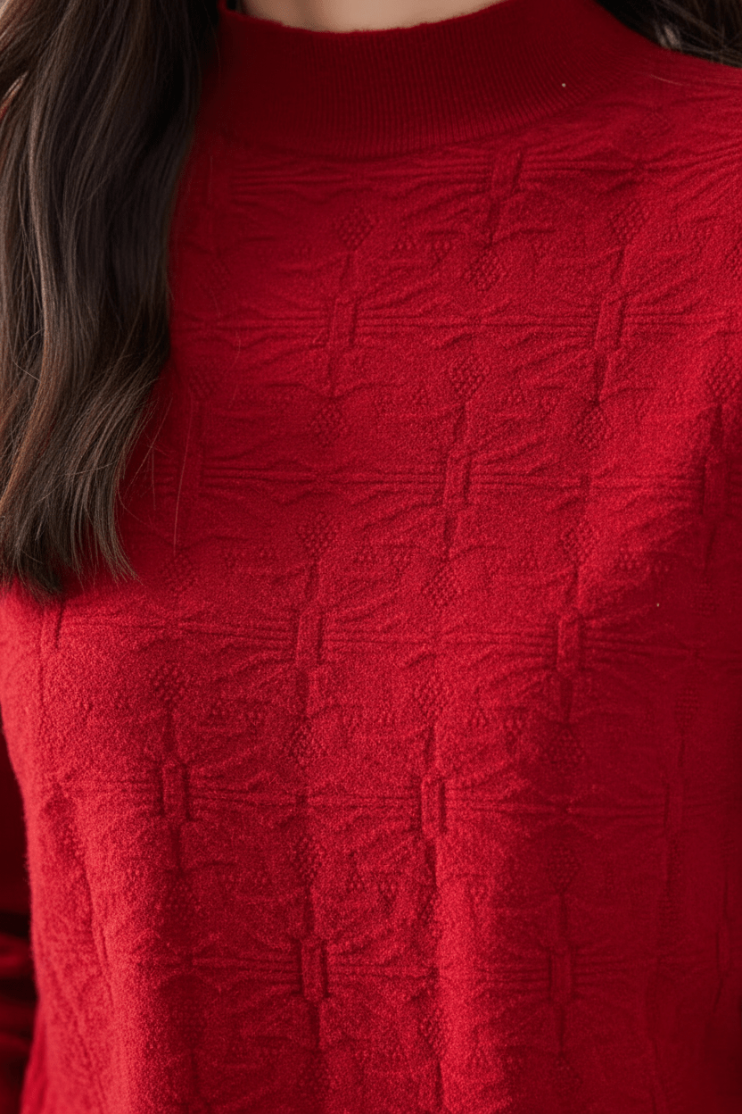 Dames Trui met Fijne Textuur en Mockneck | Slim Fit & Tijdloze Elegantielook