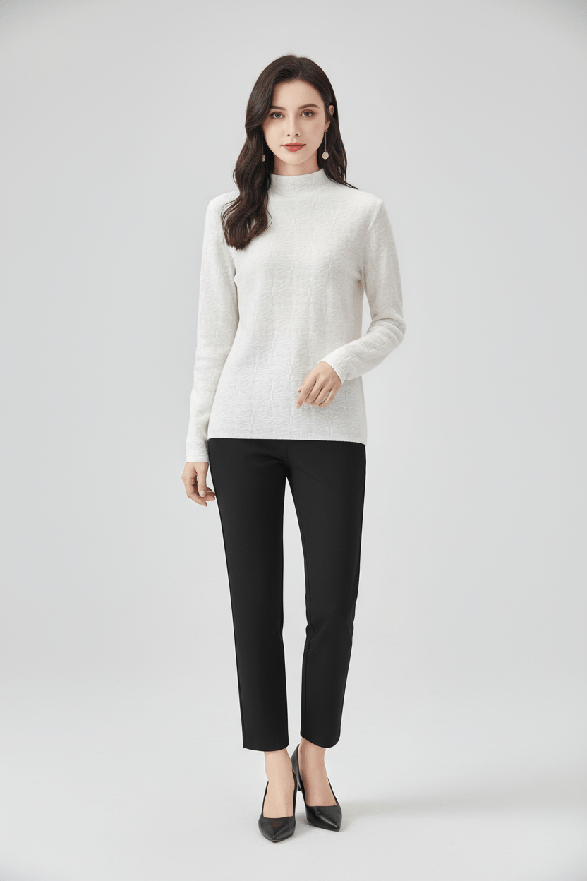 Dames Trui met Fijne Textuur en Mockneck | Slim Fit & Tijdloze Elegantielook