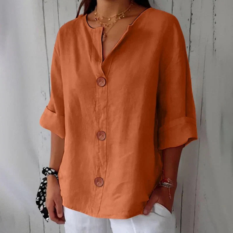 Dames V-Hals Blouse - Luchtige Blouse met Korte Mouwen voor Zomer