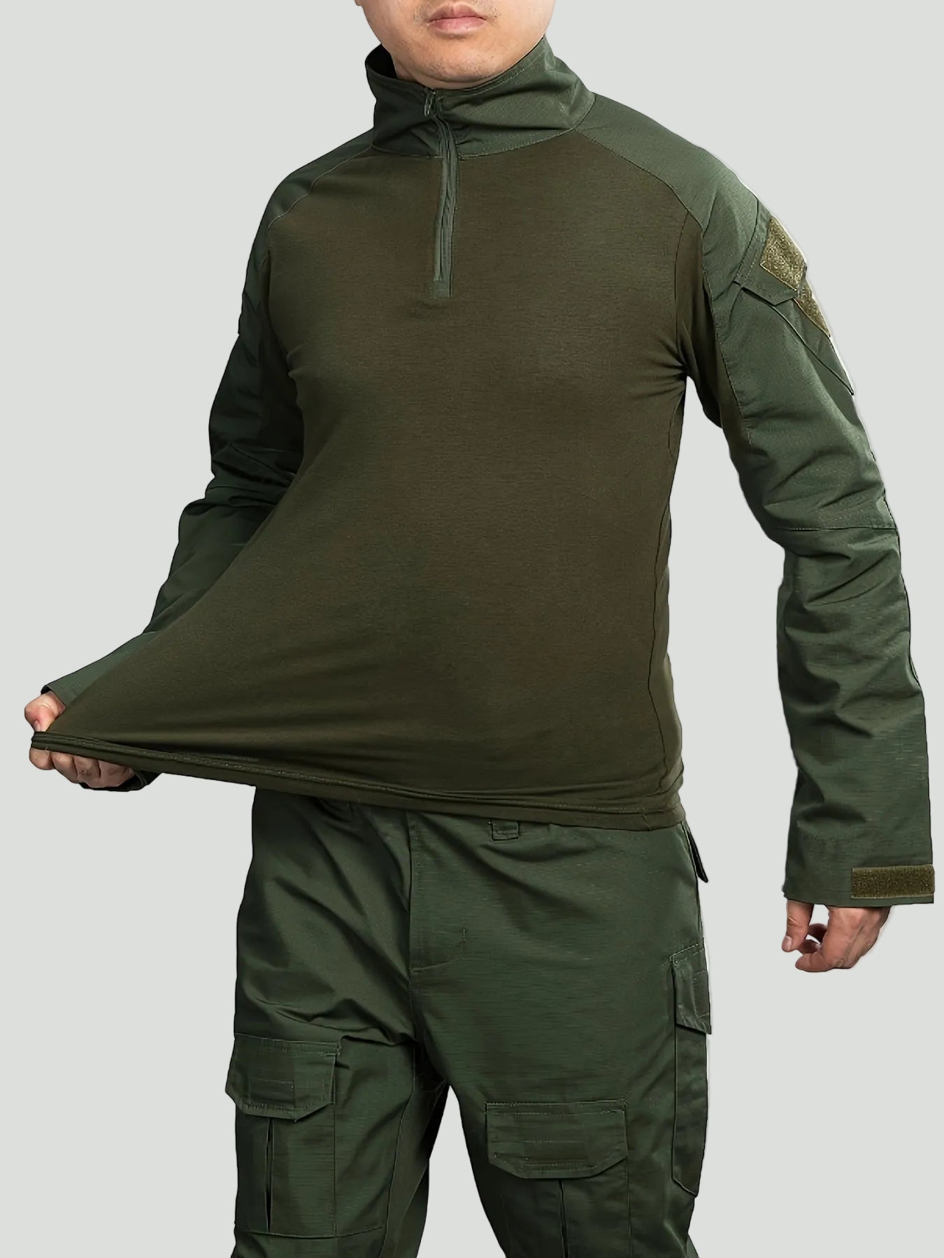 Camouflage Tactisch Shirt met Lange Mouwen voor Heren – Half - Zip Outdoor Laag - De Mode Outlet