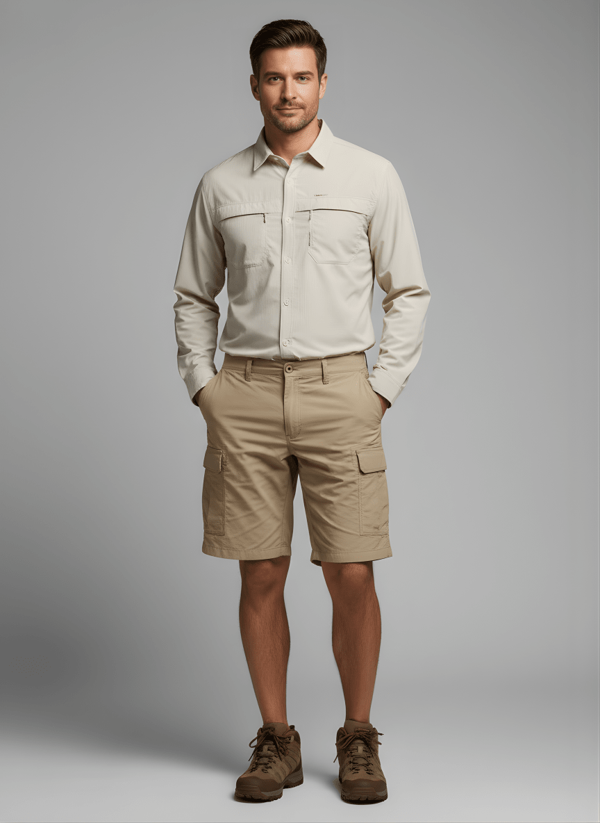 Cargo Shorts – Ademend Outdoor Short met Praktische Opbergruimte - De Mode OutletKHAKI-WP97V68