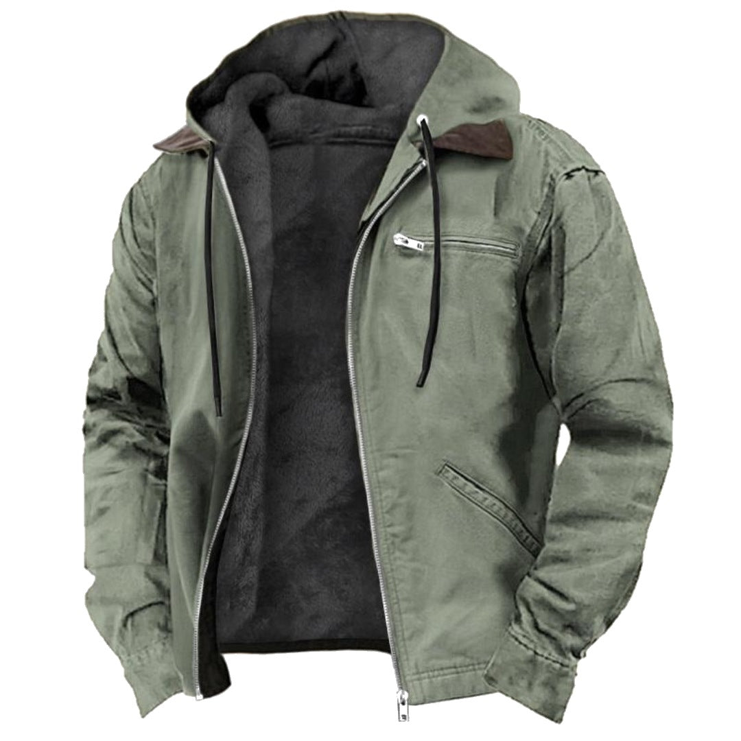 Winterjas Heren Fleece Gevoerd – Groen - beeld 4