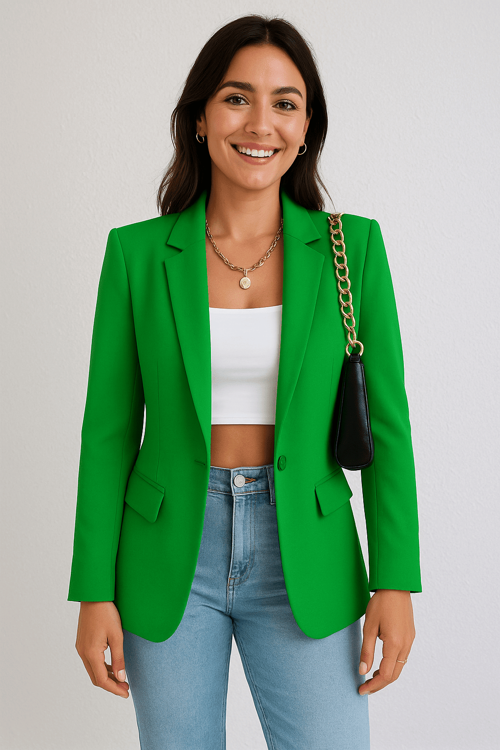 Dames blazer | Getailleerd colbert met stijlvolle pasvorm - De Mode OutletASL-BLAZ-GRE-S-7323