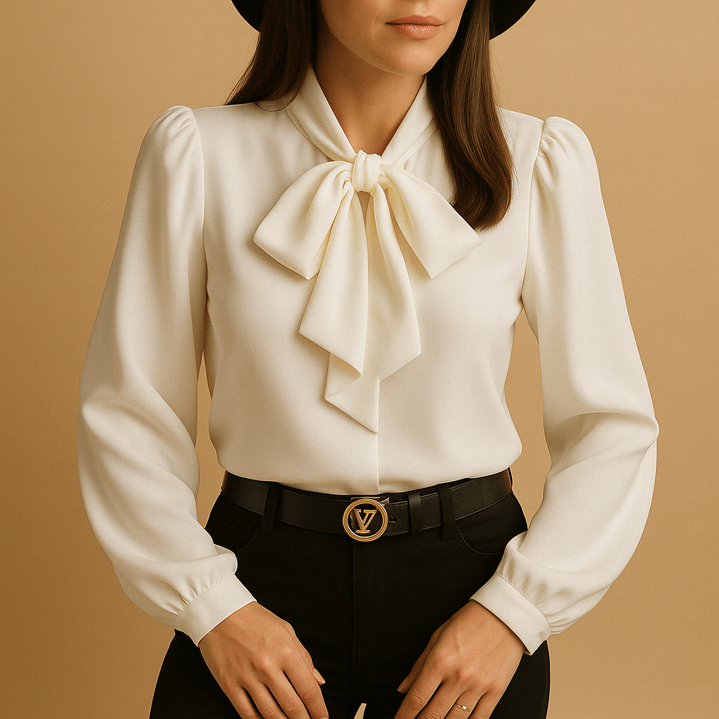 Dames Blouse met Strikdetail | Tijdloze elegantie met zacht comfort - De Mode OutletMH017009