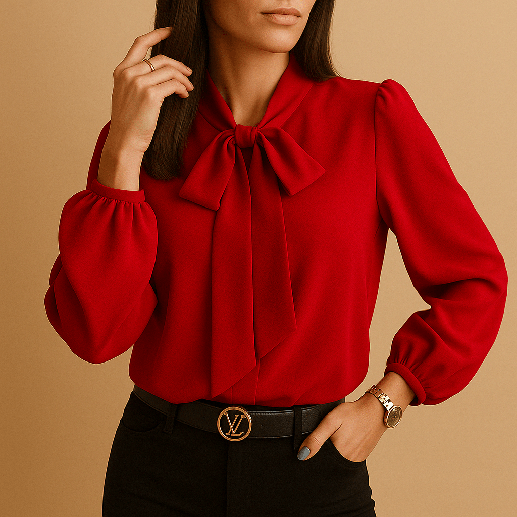 Dames Blouse met Strikdetail | Tijdloze elegantie met zacht comfort - De Mode OutletMH017013