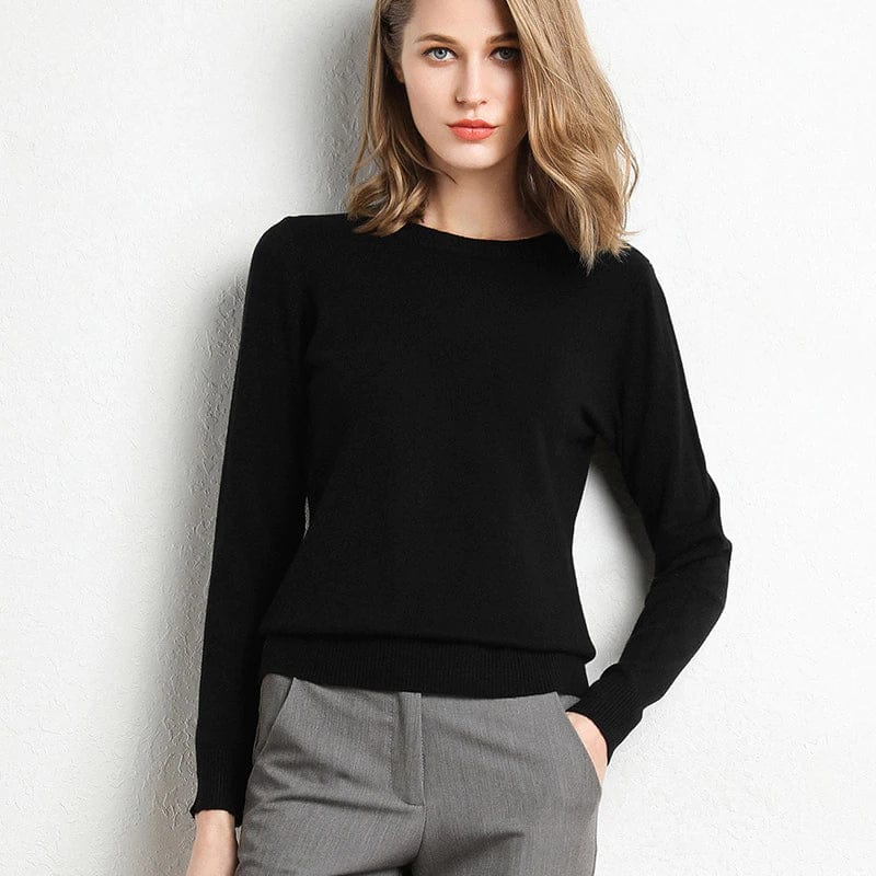 Dames Gebreide Trui met Ronde Hals en Comfortabele Pasvorm - De Mode Outlet00352749685537