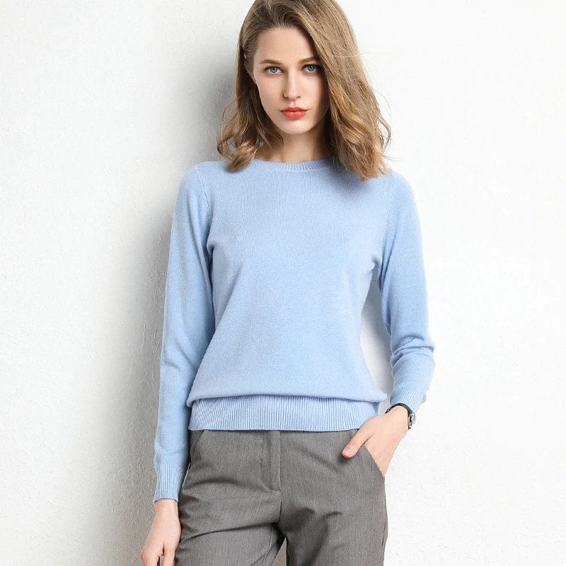 Dames Gebreide Trui met Ronde Hals en Comfortabele Pasvorm - De Mode Outlet00390939674831