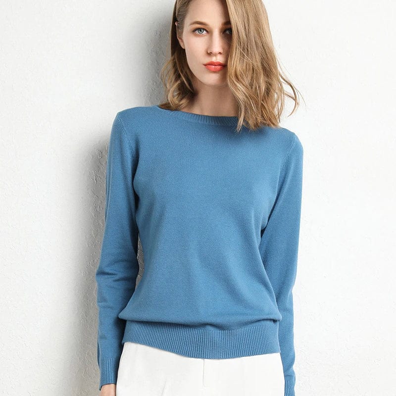 Dames Gebreide Trui met Ronde Hals en Comfortabele Pasvorm - De Mode Outlet00397347499070