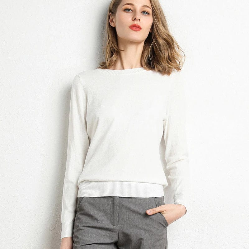 Dames Gebreide Trui met Ronde Hals en Comfortabele Pasvorm - De Mode Outlet00352685838004