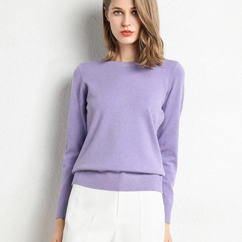 Dames Gebreide Trui met Ronde Hals en Comfortabele Pasvorm - De Mode Outlet00309834564178