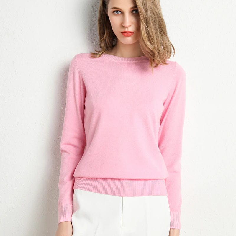 Dames Gebreide Trui met Ronde Hals en Comfortabele Pasvorm - De Mode Outlet00361568554818