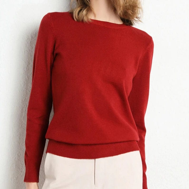 Dames Gebreide Trui met Ronde Hals en Comfortabele Pasvorm - De Mode Outlet00385850030125