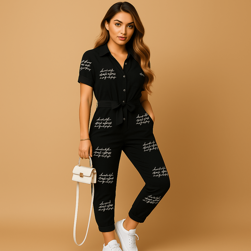 Dames jumpsuit met knoopsluiting | Getailleerd & elegant model - De Mode OutletEB703044