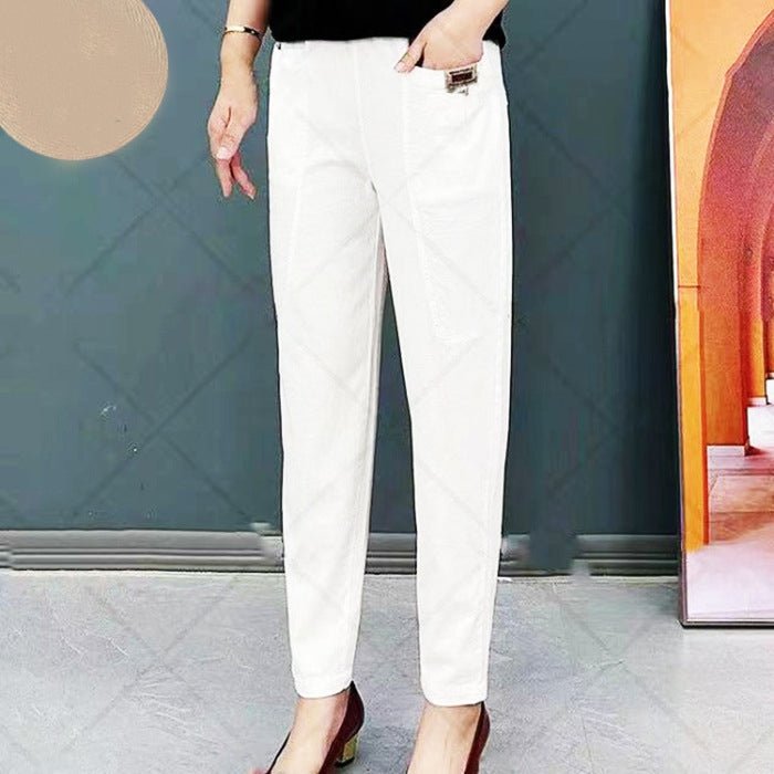 Dames Katoenen Broek met Elastische Pasvorm en Comfortabel Design - De Mode Outlet