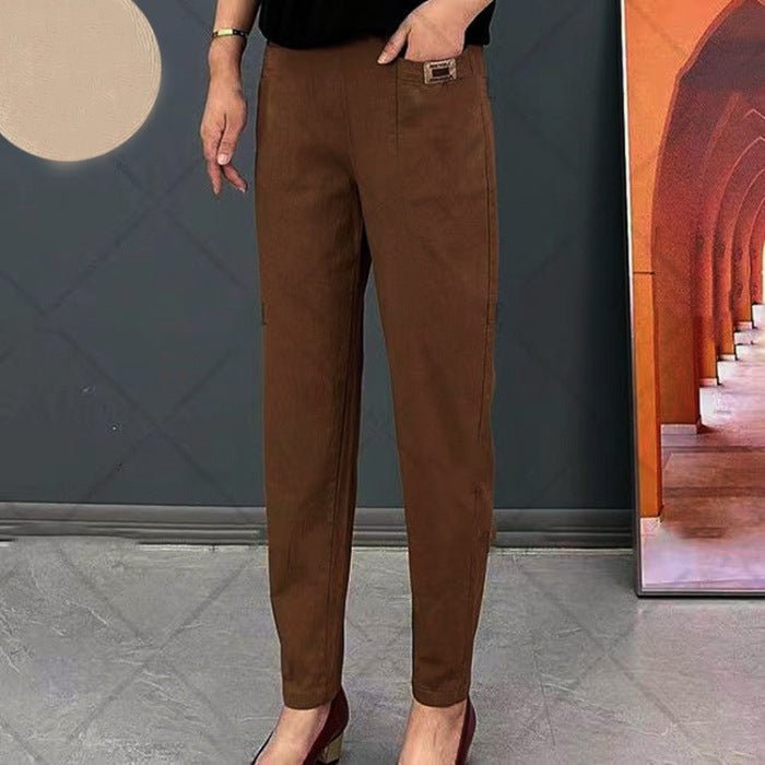 Dames Katoenen Broek met Elastische Pasvorm en Comfortabel Design - De Mode Outlet
